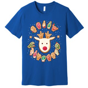 Asl Christmas Reindeer American Sign Language Gingerbread Cute Gift Premium T-Shirt