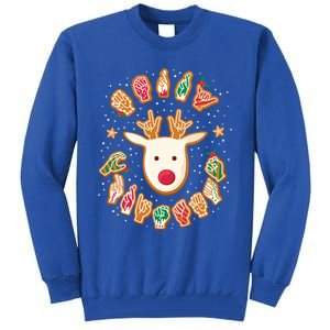 Asl Christmas Reindeer American Sign Language Gingerbread Cute Gift Tall Sweatshirt