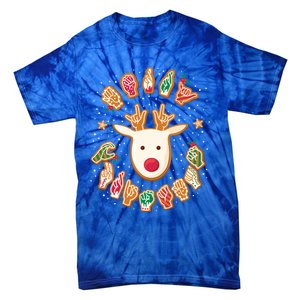 Asl Christmas Reindeer American Sign Language Gingerbread Cute Gift Tie-Dye T-Shirt