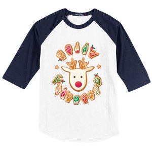 Asl Christmas Reindeer American Sign Language Gingerbread Cute Gift Baseball Sleeve Shirt