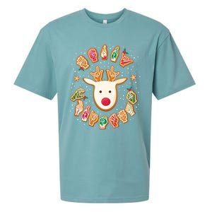 Asl Christmas Reindeer American Sign Language Gingerbread Cute Gift Sueded Cloud Jersey T-Shirt