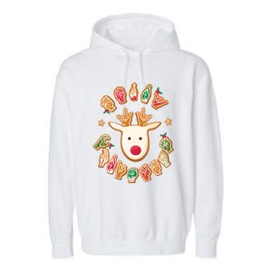 Asl Christmas Reindeer American Sign Language Gingerbread Cute Gift Garment-Dyed Fleece Hoodie