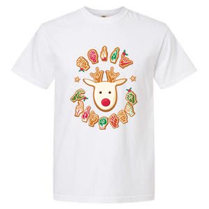 Asl Christmas Reindeer American Sign Language Gingerbread Cute Gift Garment-Dyed Heavyweight T-Shirt