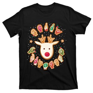 Asl Christmas Reindeer American Sign Language Gingerbread Long Sleeve T-Shirt