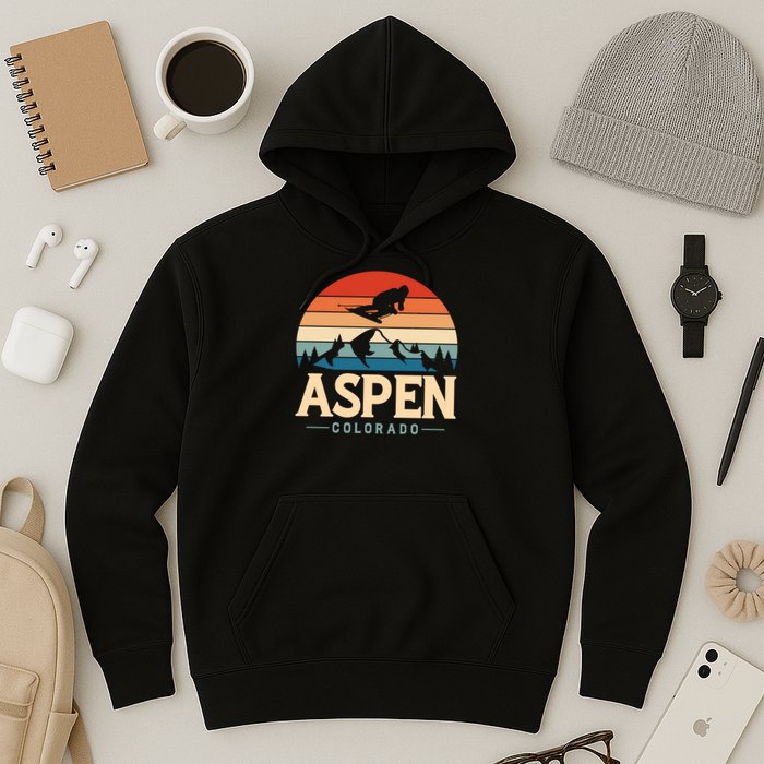 Aspen Colorado retro design is for travelers Hoodie