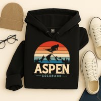 Aspen Colorado retro design is for travelers Hoodie