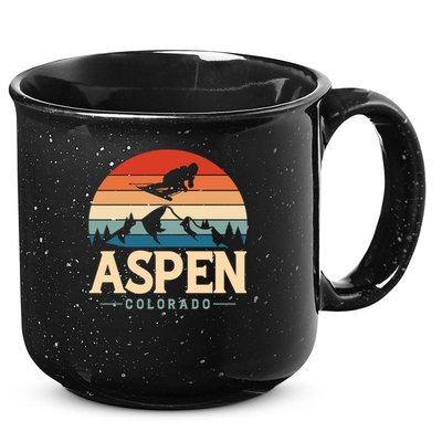 Aspen Colorado retro design is for travelers 15oz Campfire Ceramic Mug