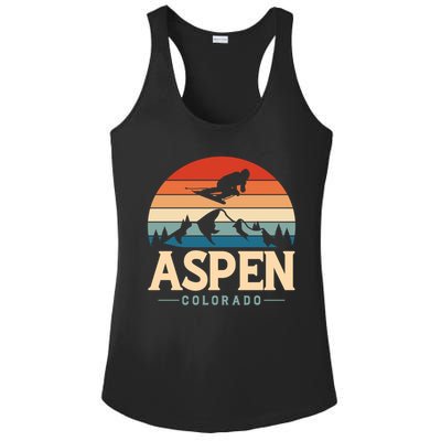 Aspen Colorado retro design is for travelers Ladies PosiCharge Competitor Racerback Tank