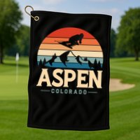 Aspen Colorado retro design is for travelers Golf Towel