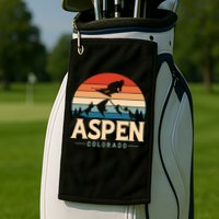 Aspen Colorado retro design is for travelers Golf Towel