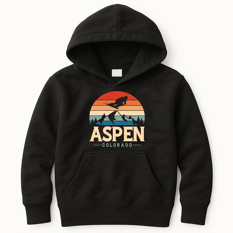 Aspen Colorado retro design is for travelers Kids Hoodie