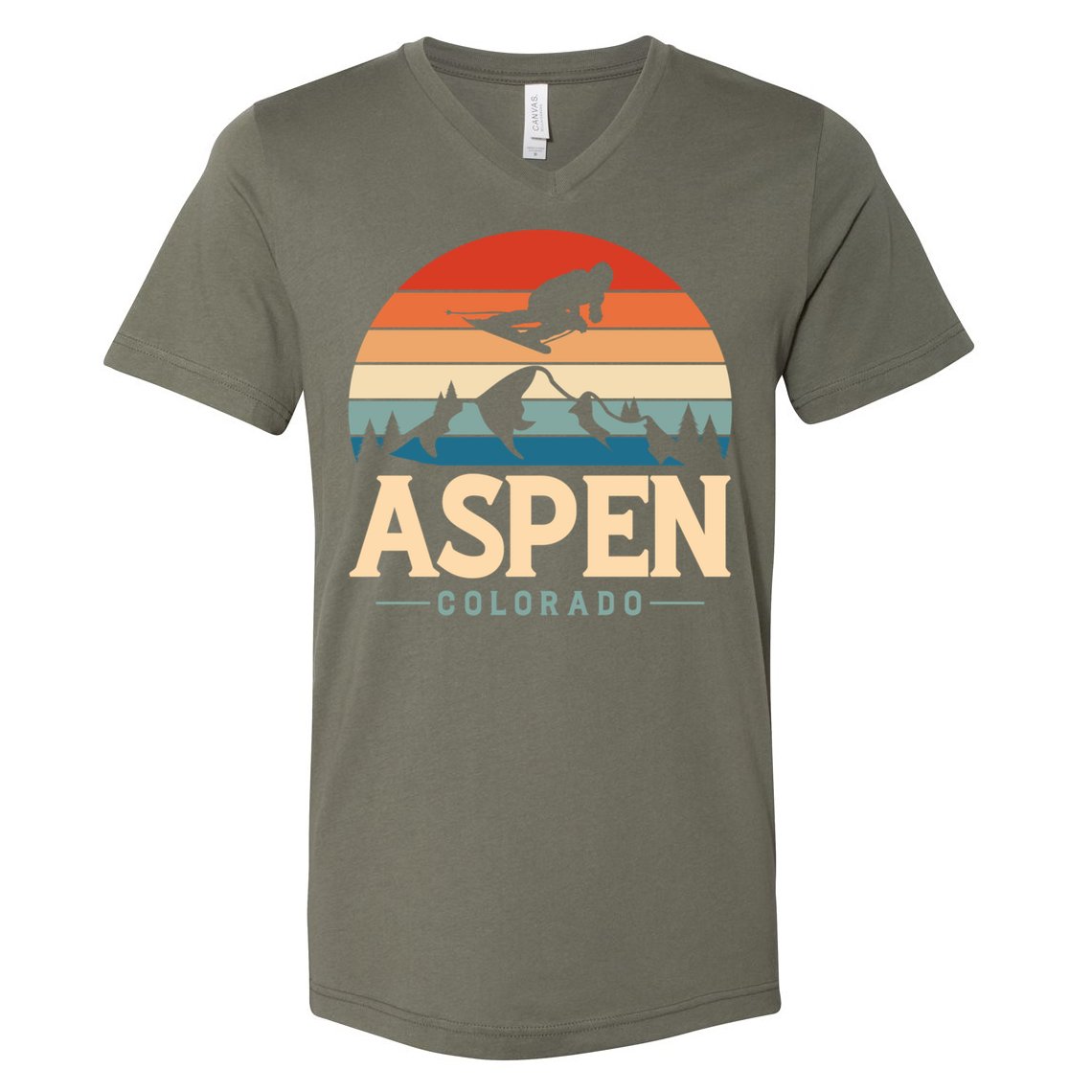 Aspen Colorado retro design is for travelers V-Neck T-Shirt