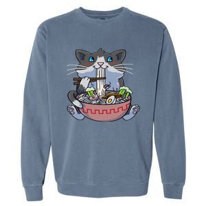 Anime Cat Ramen Kawaii Neko Noodles Garment-Dyed Sweatshirt