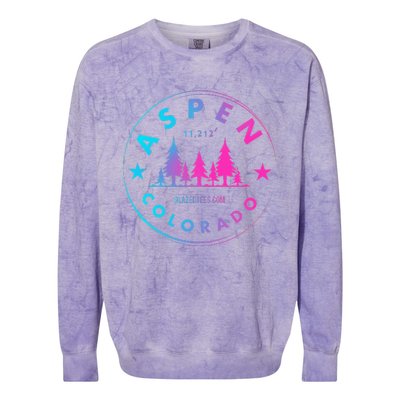 Aspen Colorado Retro Big Mountain Forest Colorblast Crewneck Sweatshirt