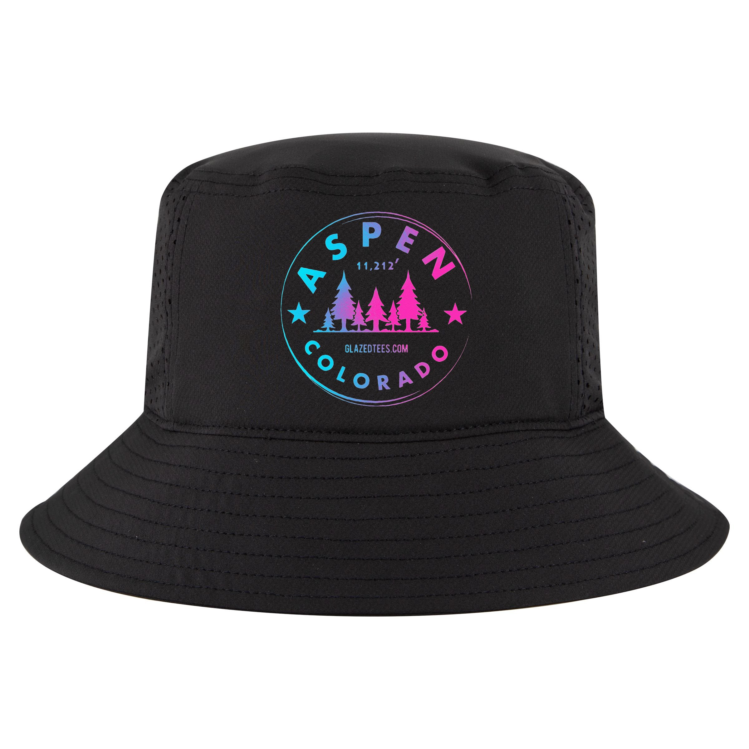 Aspen Colorado Retro Big Mountain Forest Cool Comfort Performance Bucket Hat