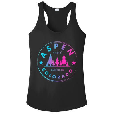 Aspen Colorado Retro Big Mountain Forest Ladies PosiCharge Competitor Racerback Tank