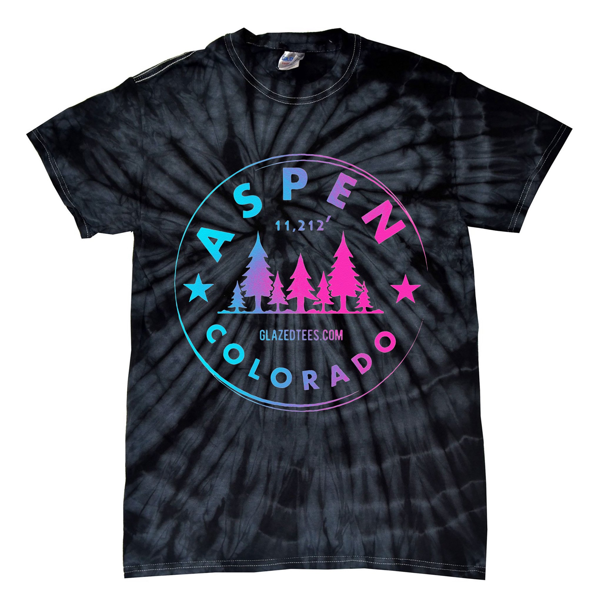 Aspen Colorado Retro Big Mountain Forest Tie-Dye T-Shirt
