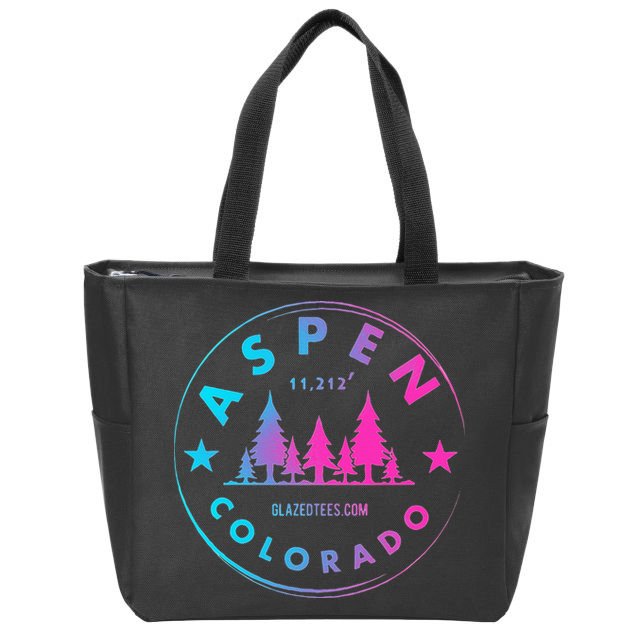Aspen Colorado Retro Big Mountain Forest Zip Tote Bag