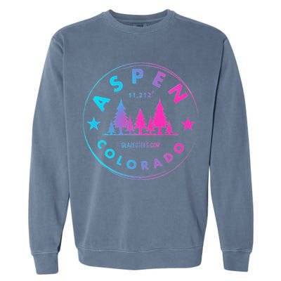 Aspen Colorado Retro Big Mountain Forest Garment-Dyed Sweatshirt