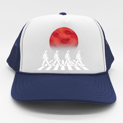 Astronaut Crossing Road Mars Planet Cosmonaut Spaceman Trucker Hat