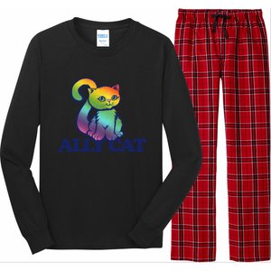 Ally Cat Retro Rainbow Lgbtq Cool Gift Long Sleeve Pajama Set