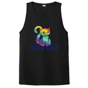 Ally Cat Retro Rainbow Lgbtq Cool Gift PosiCharge Competitor Tank