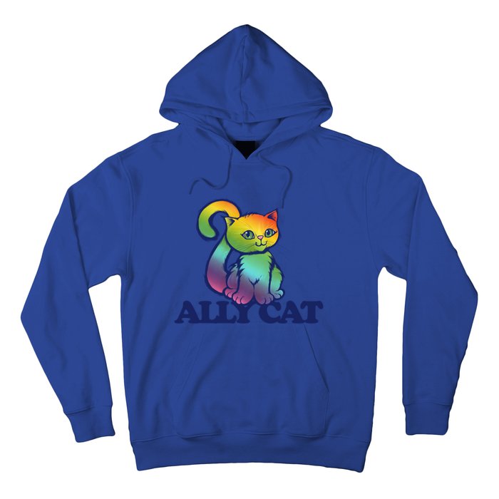 Ally Cat Retro Rainbow Lgbtq Cool Gift Hoodie