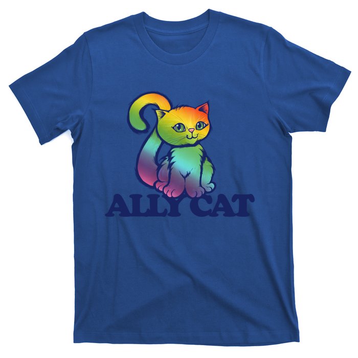 Ally Cat Retro Rainbow Lgbtq Cool Gift T-Shirt