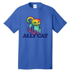 Ally Cat Retro Rainbow Lgbtq Cool Gift Tall T-Shirt