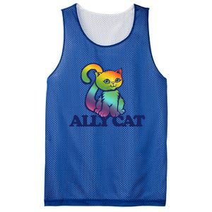 Ally Cat Retro Rainbow Lgbtq Cool Gift Mesh Reversible Basketball Jersey Tank