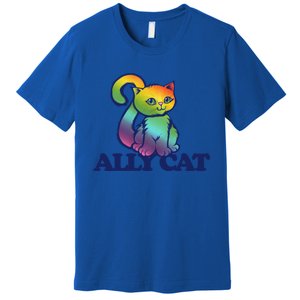 Ally Cat Retro Rainbow Lgbtq Cool Gift Premium T-Shirt