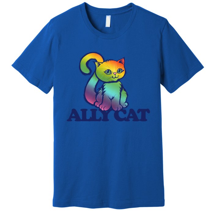 Ally Cat Retro Rainbow Lgbtq Cool Gift Premium T-Shirt