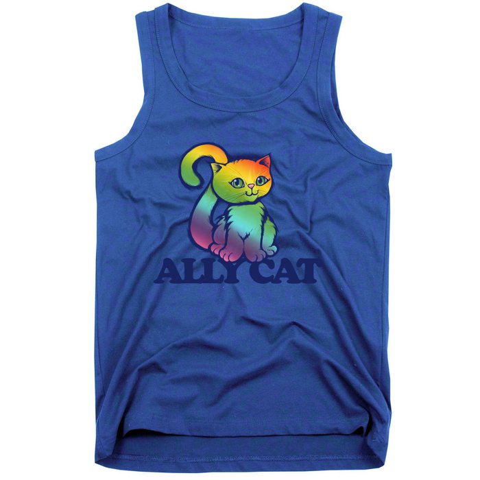 Ally Cat Retro Rainbow Lgbtq Cool Gift Tank Top