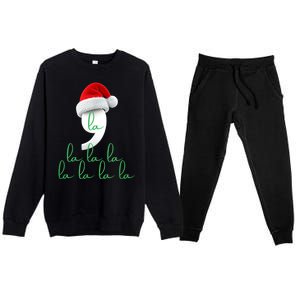 Antitrump Christmas Red Comma La La La La Holiday Song Funny Xmas Gift Premium Crewneck Sweatsuit Set