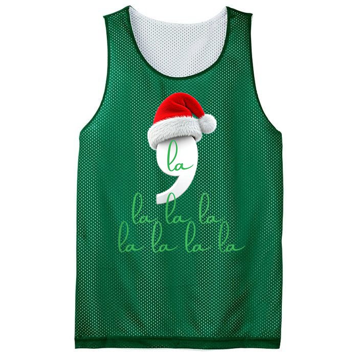 Antitrump Christmas Red Comma La La La La Holiday Song Funny Xmas Gift Mesh Reversible Basketball Jersey Tank