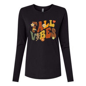 Autumn Chic Retro Leopard Circle Pumpkin for Thanksgiving Womens Cotton Relaxed Long Sleeve T-Shirt