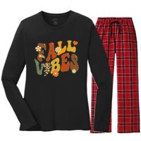 Autumn Chic Retro Leopard Circle Pumpkin for Thanksgiving Women's Long Sleeve Flannel Pajama Set 