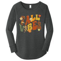 Autumn Chic Retro Leopard Circle Pumpkin for Thanksgiving Women's Perfect Tri Tunic Long Sleeve Shirt