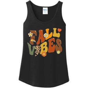 Autumn Chic Retro Leopard Circle Pumpkin for Thanksgiving Ladies Essential Tank