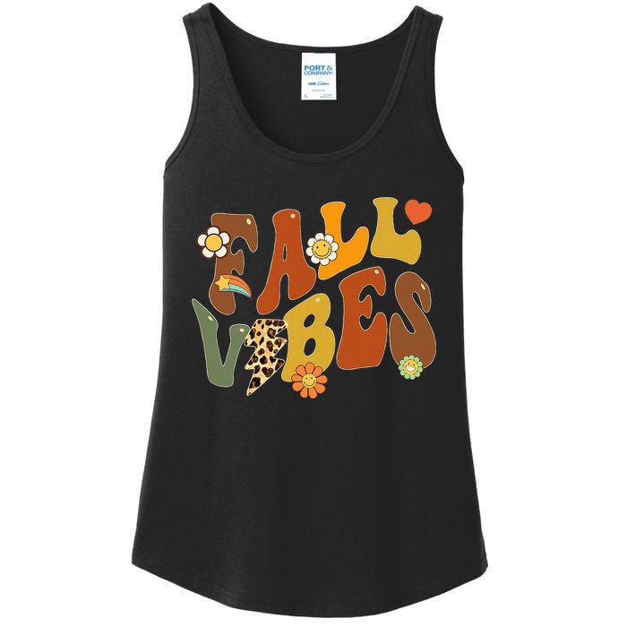 Autumn Chic Retro Leopard Circle Pumpkin for Thanksgiving Ladies Essential Tank