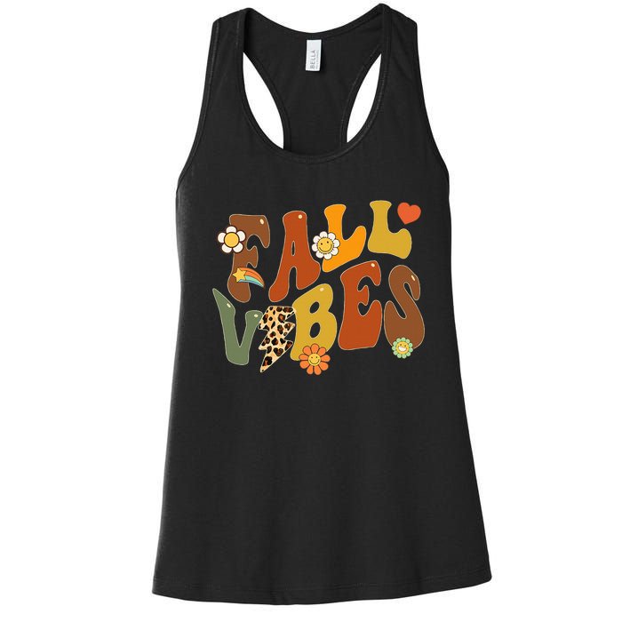 Autumn Chic Retro Leopard Circle Pumpkin for Thanksgiving Women's Racerback Tank