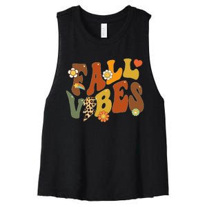 Autumn Chic Retro Leopard Circle Pumpkin for Thanksgiving Women's Racerback Cropped Tank