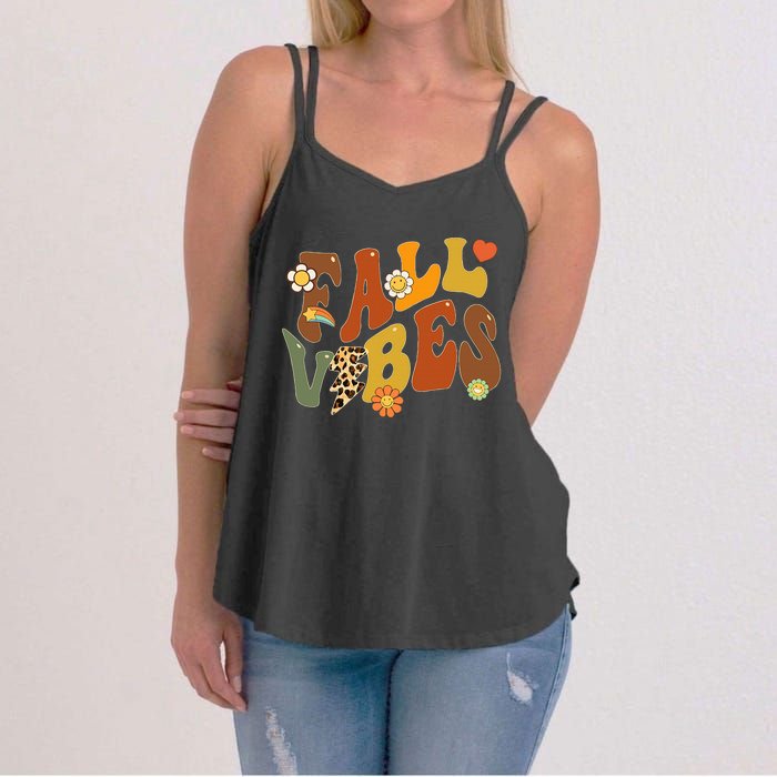 Autumn Chic Retro Leopard Circle Pumpkin for Thanksgiving Women's Strappy Tank