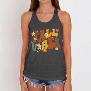 Autumn Chic Retro Leopard Circle Pumpkin for Thanksgiving Women's Knotted Racerback Tank