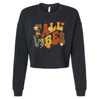 Autumn Chic Retro Leopard Circle Pumpkin for Thanksgiving Cropped Pullover Crew