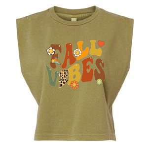 Autumn Chic Retro Leopard Circle Pumpkin for Thanksgiving Garment-Dyed Women's Muscle Tee