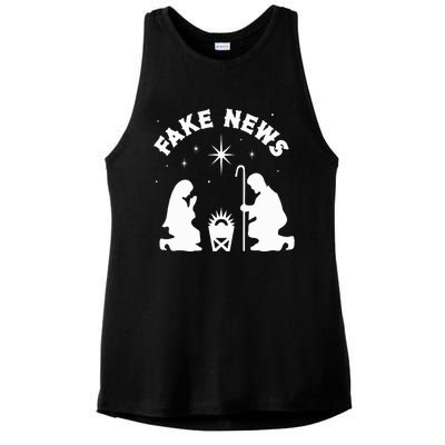 Anti Christmas Religion Atheist Fake News Nativity Scene  Ladies PosiCharge Tri-Blend Wicking Tank