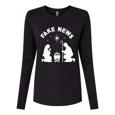 Anti Christmas Religion Atheist Fake News Nativity Scene  Womens Cotton Relaxed Long Sleeve T-Shirt