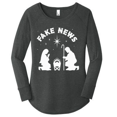 Anti Christmas Religion Atheist Fake News Nativity Scene  Women's Perfect Tri Tunic Long Sleeve Shirt