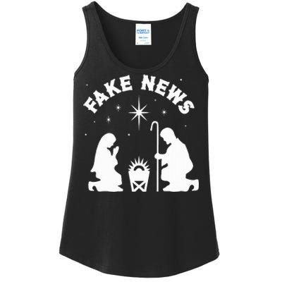 Anti Christmas Religion Atheist Fake News Nativity Scene  Ladies Essential Tank